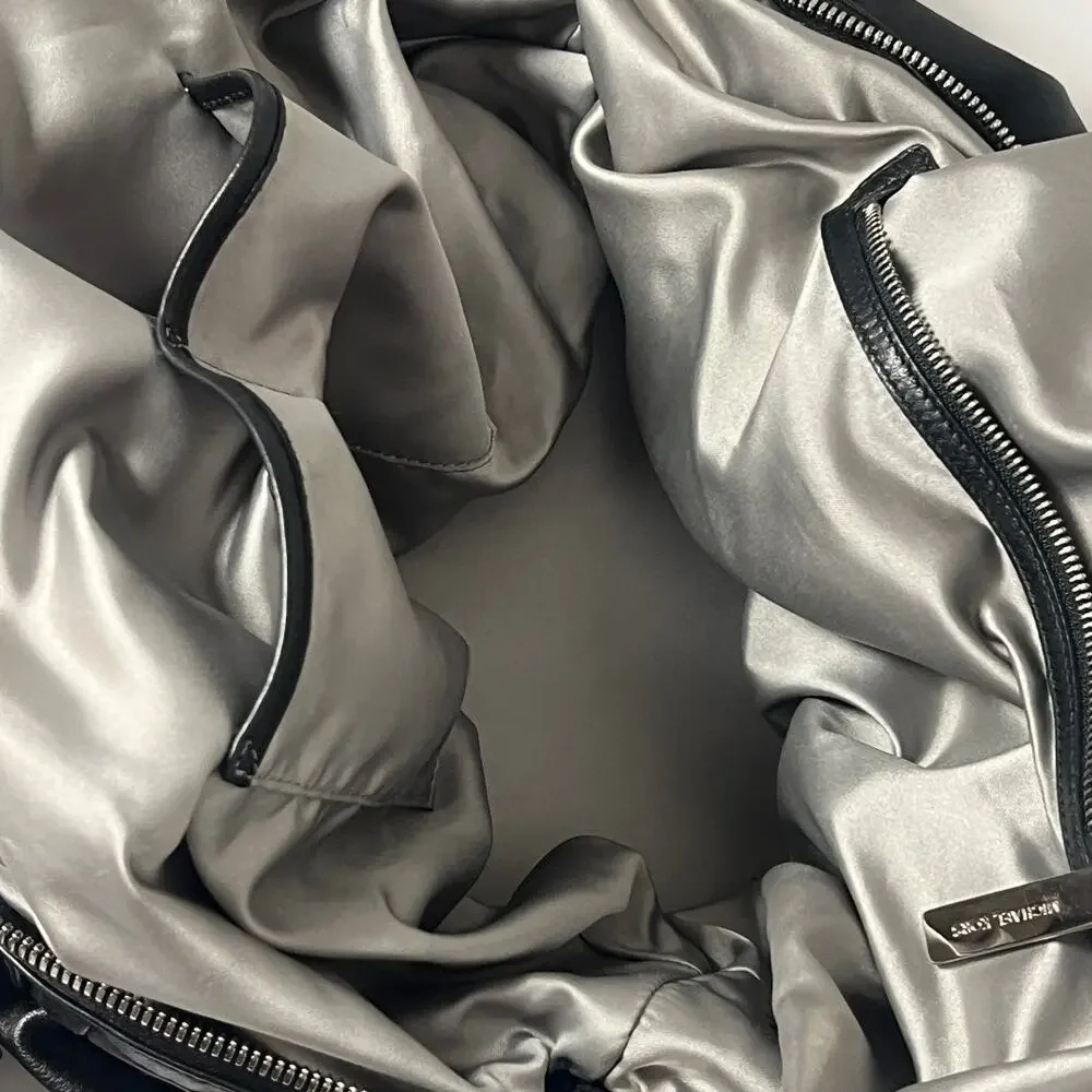 Michael Kors Collection Zuma Large Slouchy Knotted Satchel Black Leather